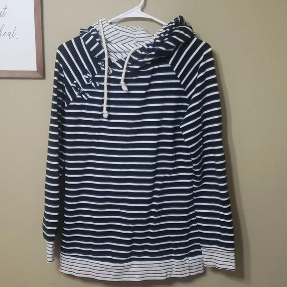 DOUBLEHOOD Blue White hoodie with knot detail - Picture 2 of 10